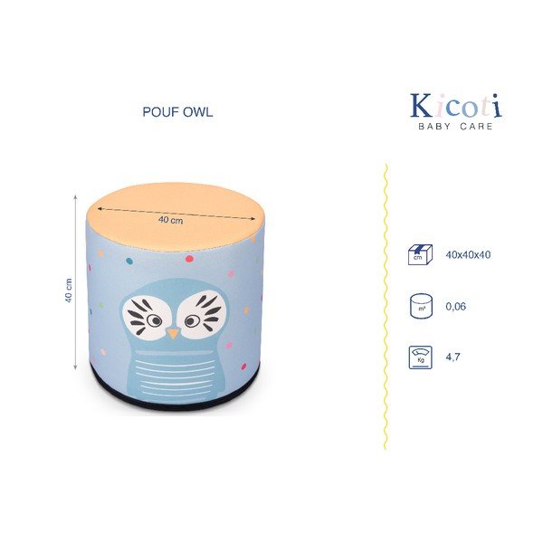 Bagoly mintás gyerekpuff, 40 x 40 cm - KICOTI-image-2