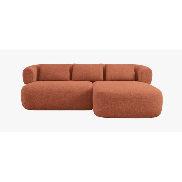 Terrakotta színű buklé sarokkanapé (jobb oldali-heverő résszel) Jenny – Micadoni -image-2