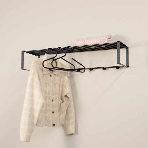 Fekete fém fali fogas polccal 100 cm Rex – Spinder Design-image-1