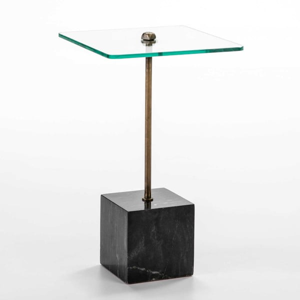 Delirium rakodóasztal fekete márványból és üvegből, Ø 40 cm - Thai Natura