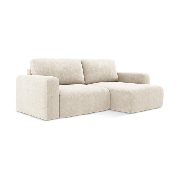 Krémszínű zsenília kinyitható-tárolóhelyes sarokkanapé (jobb oldali-heverő résszel) Kona – Makamii-image-2