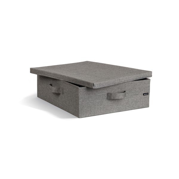 Szürke fedeles textil tárolódoboz 46x56x16 cm Soft Storage Low – Bigso-image-3