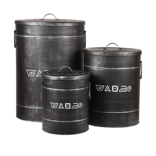 Fekete fém szennyestartó, ⌀ 40 cm - LABEL51-image-2