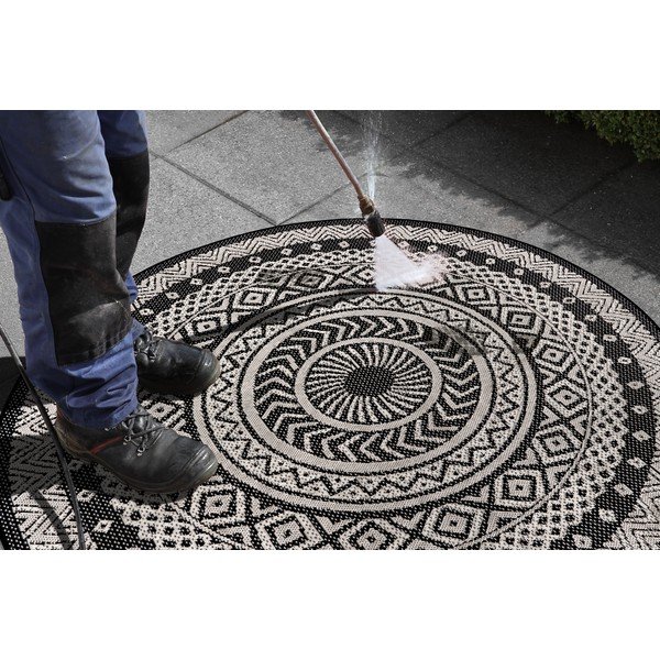 Round fekete-szürke kültéri szőnyeg, ø 120 cm - Ragami-image-4