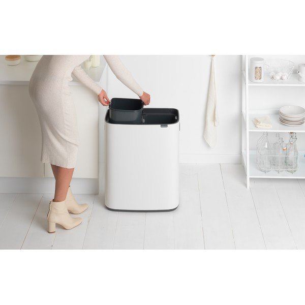 Fehér acél érintésre nyíló szelektív szemetes 60 l Bo Touch Bin – Brabantia-image-1