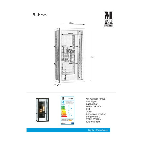 Fulham fekete fali lámpa - Markslöjd-image-2