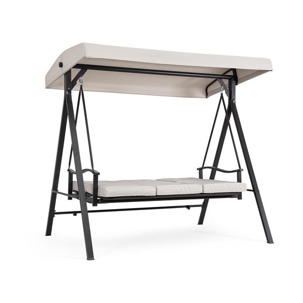 Antracitszürke-bézs fém kerti hintaágy Taurus – Bizzotto-image-2