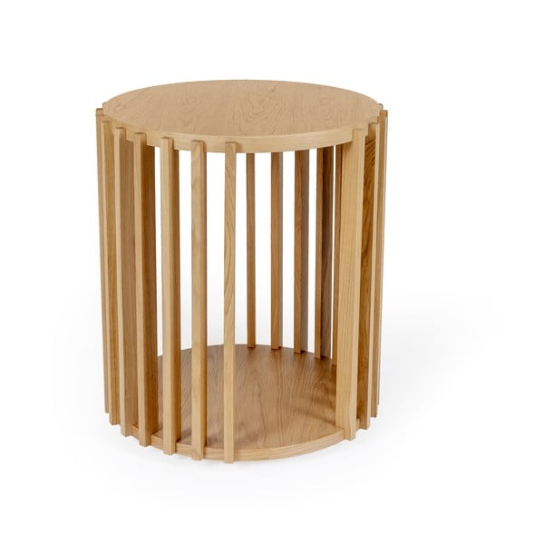 Drum tölgyfa tárolóasztal, ø 53 cm - Woodman-image-2