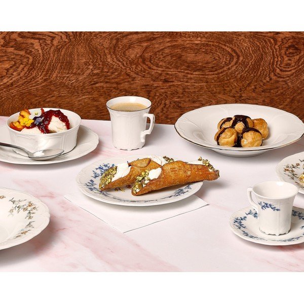 Fehér-kék porcelán tálka 410 ml Retro – BonBistro-image-1