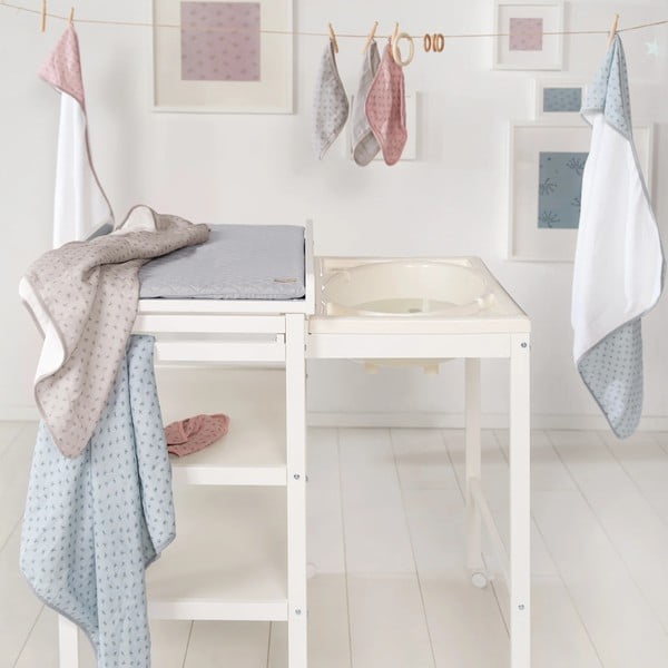 Világosszürke pamut kapucnis gyerek törölköző 80x80 cm Lil Planet - Roba-image-1