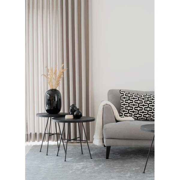 Grafton 2 db fekete tárolóasztal borovi fenyőfa asztallappal - Rowico-image-1