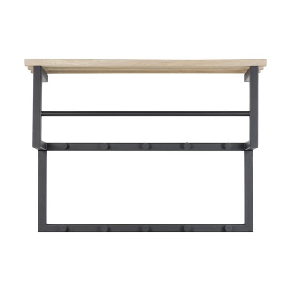 Fekete-natúr színű fém fali fogas polccal 71 cm Rizzoli – Spinder Design-image-2