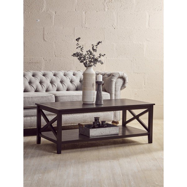 Fekete dohányzóasztal 60x120 cm Heritage – Premier Housewares-image-1