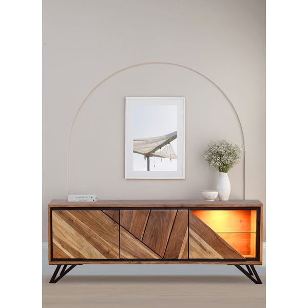 Natúr színű akácfa TV-állvány 150x51x40 cm Ambala – Interia Home & Living-image-1