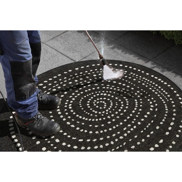 Bali fekete kültéri szőnyeg, ø 140 cm - NORTHRUGS-image-1