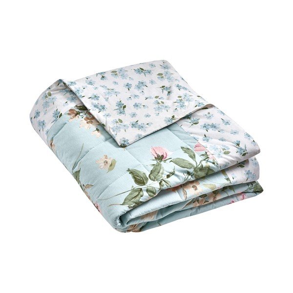Kék steppelt ágytakaró 220x230 cm Avebury Floral – Catherine Lansfield