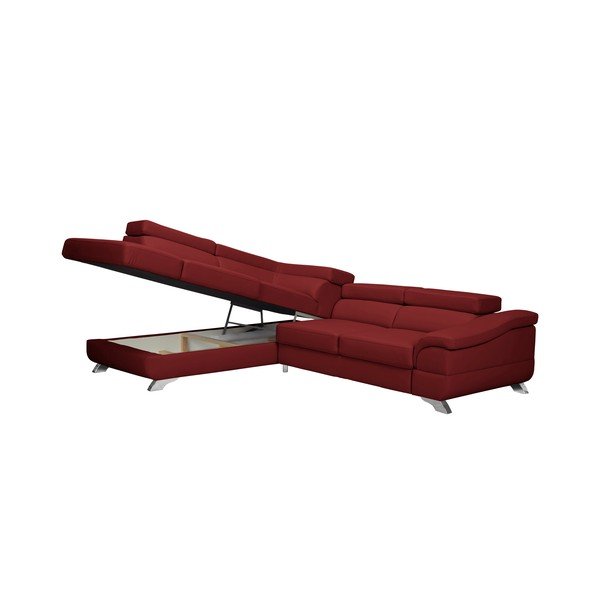 Gamma piros bőr hatású kinyitható sarokkanapé, bal oldali - Windsor & Co Sofas-image-4