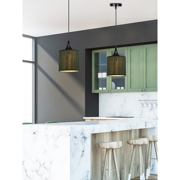Sötétzöld függőlámpa textil búrával ø 15 cm Patti – Candellux Lighting-image-1