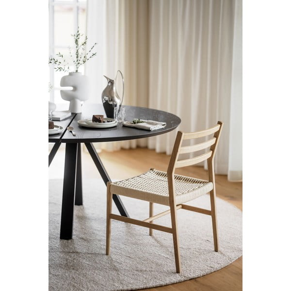 Kerek étkezőasztal tölgyfa asztallappal 150x150 cm Carradale - Rowico-image-4