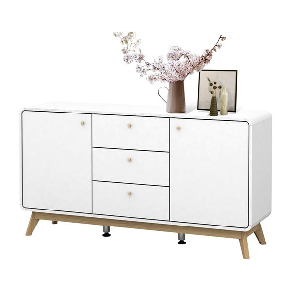 Fehér alacsony komód 140x75 cm Caitlin – Støraa-image-2