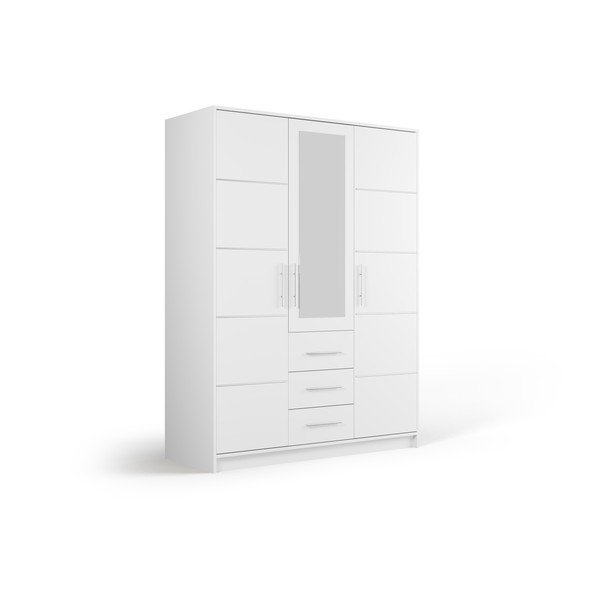 Fehér ruhásszekrény tükörrel 147x200 cm Derry - Cosmopolitan Design-image-2
