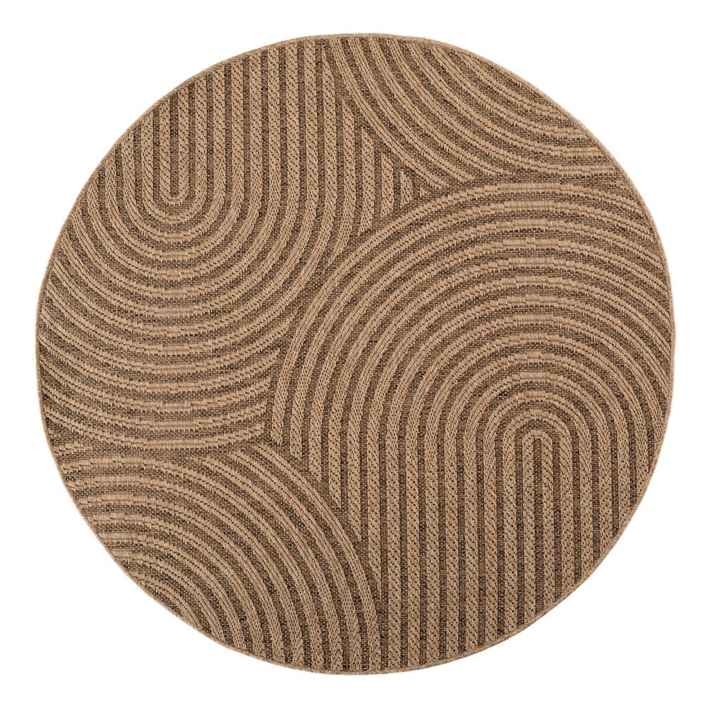 Barna kerek kültéri-beltéri szőnyeg ø 80 cm Timber 1401 – Ayyildiz Carpets