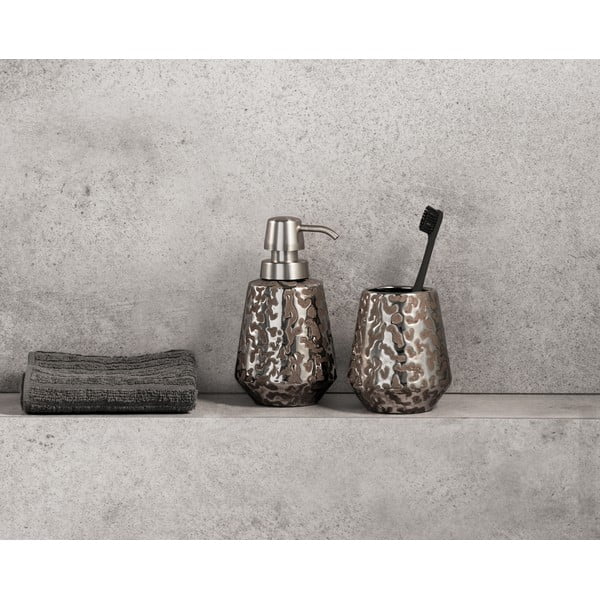 Ezüstszínű kerámia fogkefetartó pohár Burgos – Wenko-image-3