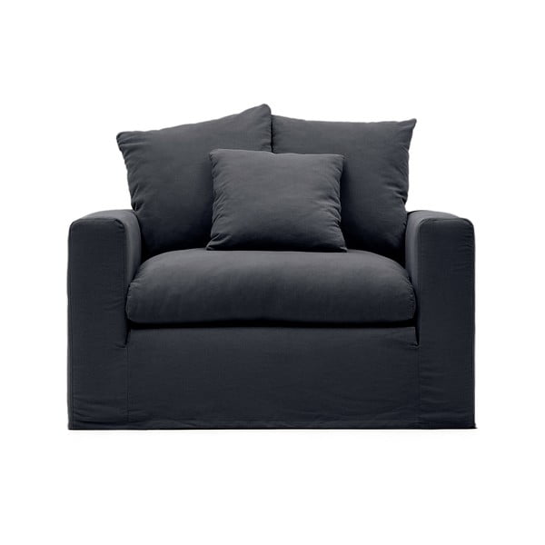 Antracitszürke len fotel Nora – Kave Home-image-2