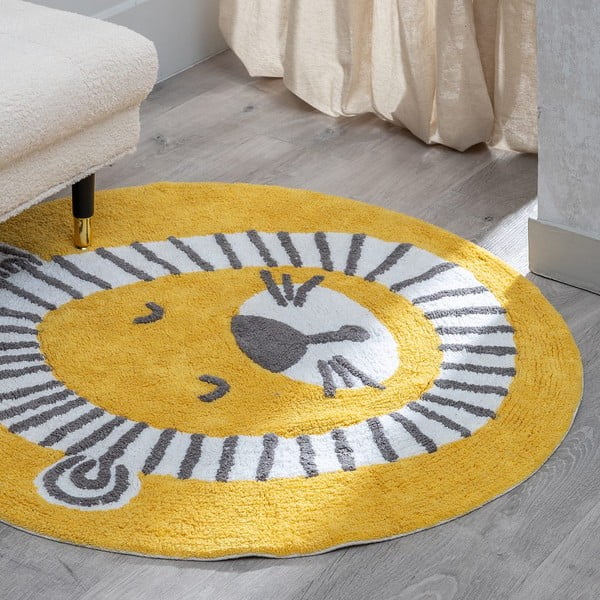 Okkersárga pamut gyerek szőnyeg ø 100 cm Lion – Ixia-image-1