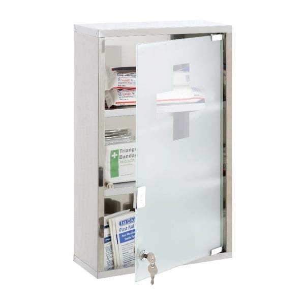 Ezüstszínű műanyag fali gyógyszeres szekrény 30x51 cm – Premier Housewares-image-1