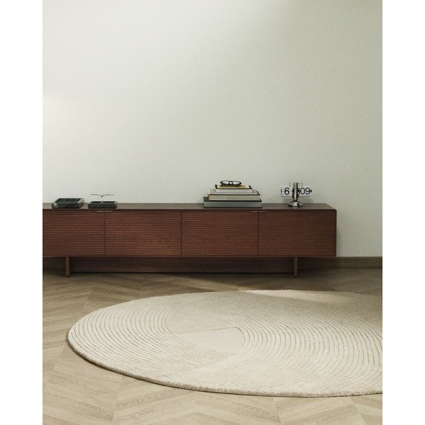 Krémszínű kézi szövésű gyapjú kerek szőnyeg ø 200 cm Domm – Kave Home-image-1