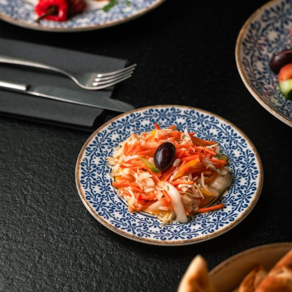 Fehér-kék desszertes porcelán tányér ø 16 cm Azul – BonBistro-image-1