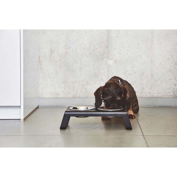 Fém tálka szett állvánnyal kutyáknak Desco Black S – MiaCara-image-4