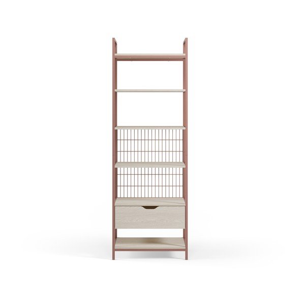Terrakotta színű acél könyvespolc 60x179,5x40 cm Amara – Marckeric-image-3