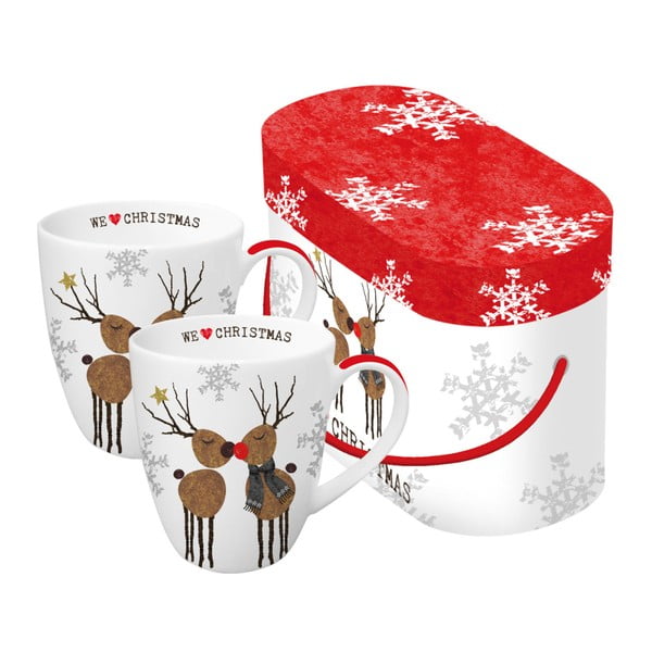 We Love Christmas 2 részes porcelán bögre szett karácsonyi motívummal, díszdobozban, 350 ml - PPD