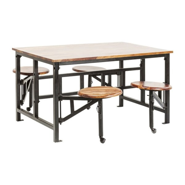 Asztal és 4 db kihúzható szék, paliszander sheesham fából - Kare Design