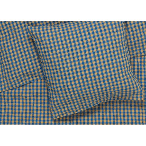 Okkersárga-kék egyszemélyes krepp ágyneműhuzat 140x200 cm Bæk&Bølge – JUNA-image-2