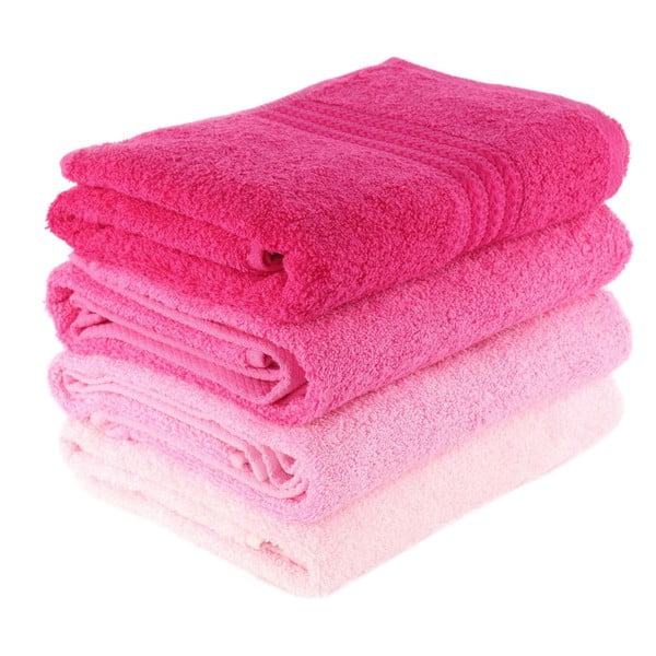 Rose 4 részes rózsaszín fürdőlepedő szett, 70 x 140 cm - Foutastic-image-1