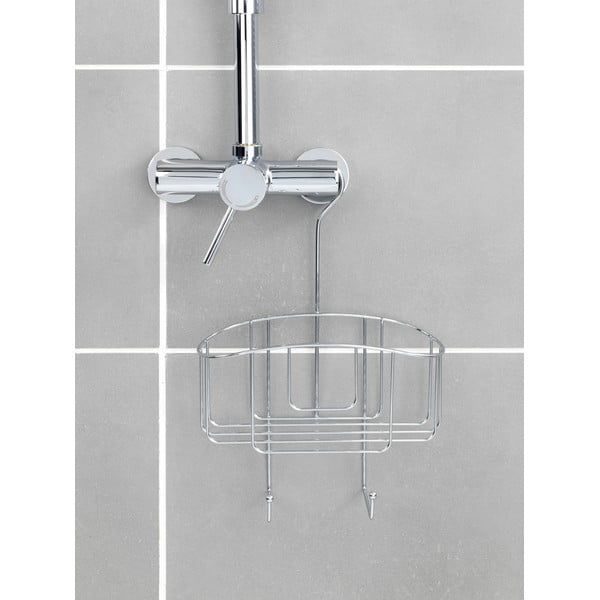 Fényes ezüstszínű függő acél fürdőszobai polc Martos – Allstar-image-1