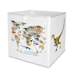 Fehér textil játéktároló doboz  32x32x32 cm Dino World Map – Butter Kings