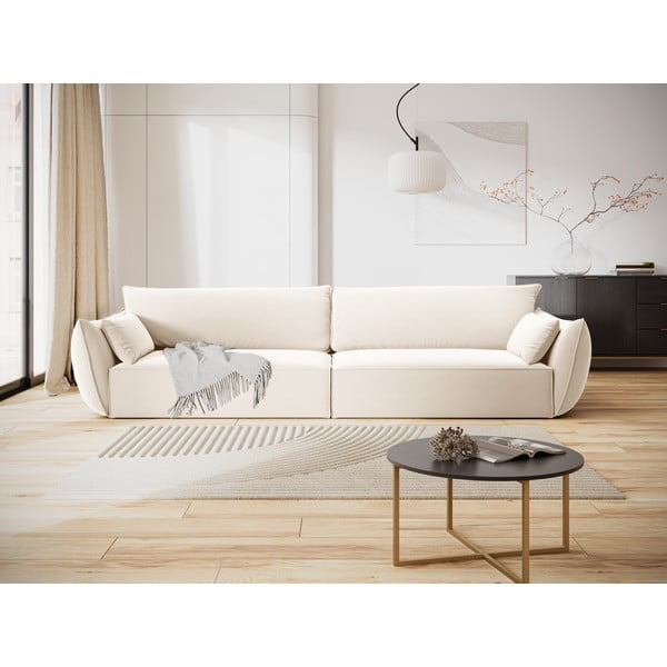 Bézs bársony kanapé 248 cm Vanda – Mazzini Sofas-image-1