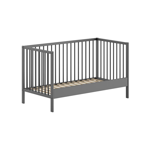 Antracitszürke borovi fenyő babaágy 70x140 cm DINO – Vipack-image-2