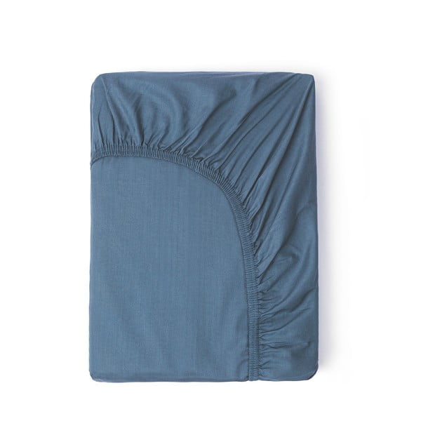 Kék pamut-szatén gumis lepedő, 160 x 200 cm - HIP