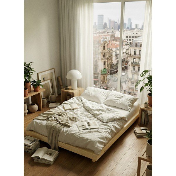 Natúr színű borovi fenyő egyszemélyes ágy ágytámla nélkül, ágyráccsal 120x200 cm Dock – Karup-image-1