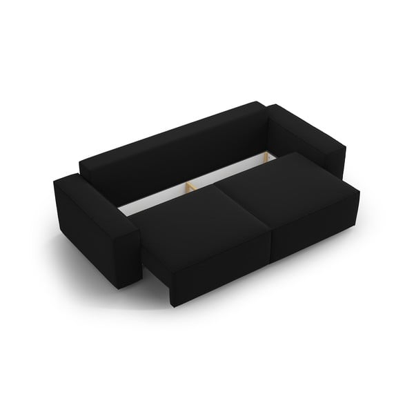 Fekete bársony kinyitható-tárolóhelyes kanapé 247 cm Jodie – Micadoni -image-3