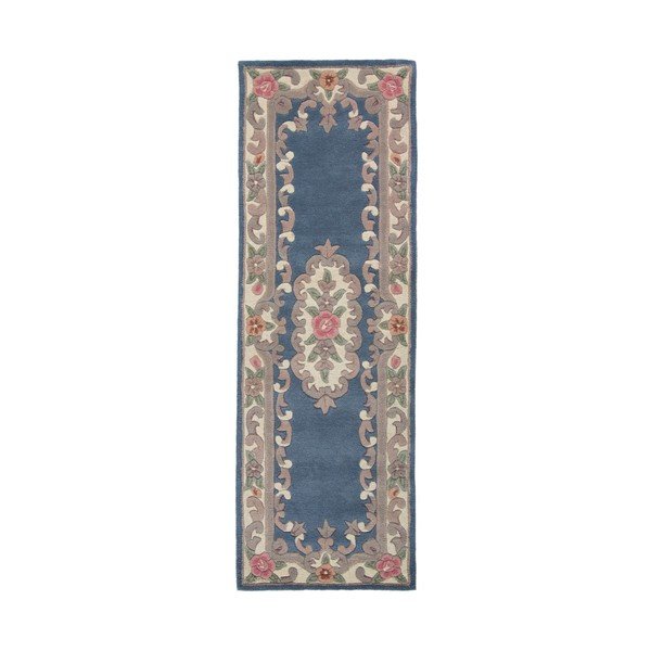 Aubusson kék gyapjú szőnyeg, 67 x 210 cm - Flair Rugs