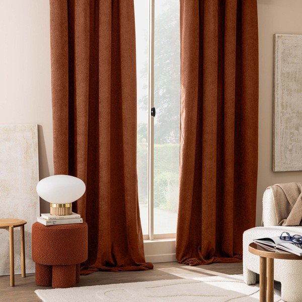 Terrakotta színű buklé függöny 140x260 cm Winona – douceur d'intérieur-image-1