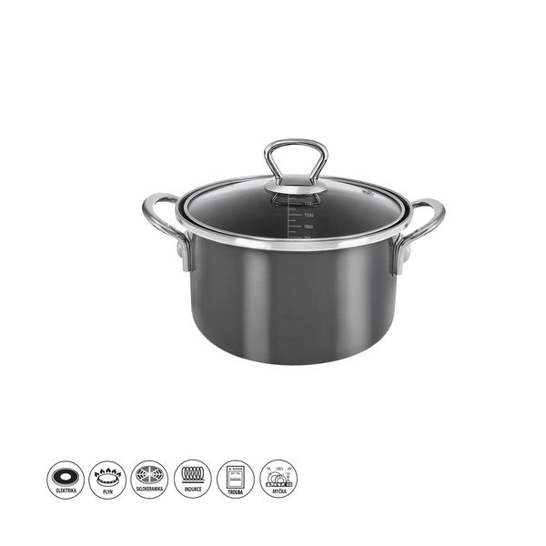 Zománcozott edény fedővel 1,75 l Metalic – Orion-image-3