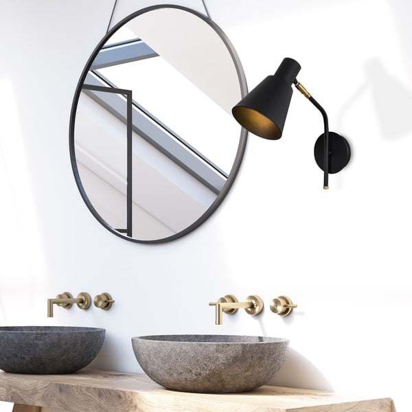 Fekete-aranyszínű fali lámpa ø 15 cm Kem – Opviq lights-image-2