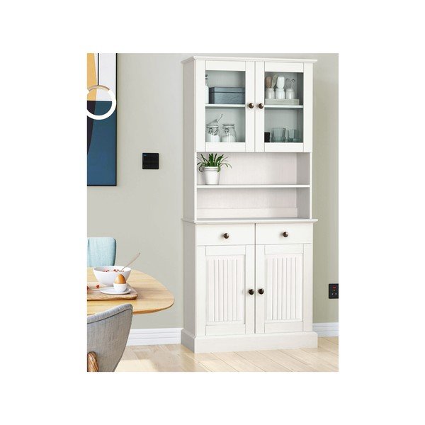 Fehér borovi fenyő tálalószekrény 181x34 cm Mille – Støraa-image-1